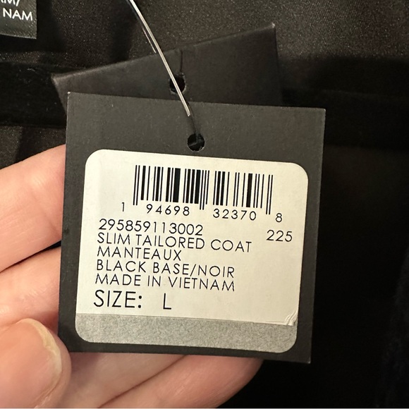 Club Monaco Manteaux Black & Navy Slim Tailored Coat in Houndstooth Size L NWT - Picture 4 of 12